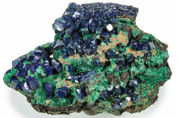 Lustrous Azurite and Malachite Crystal Association - China #217631